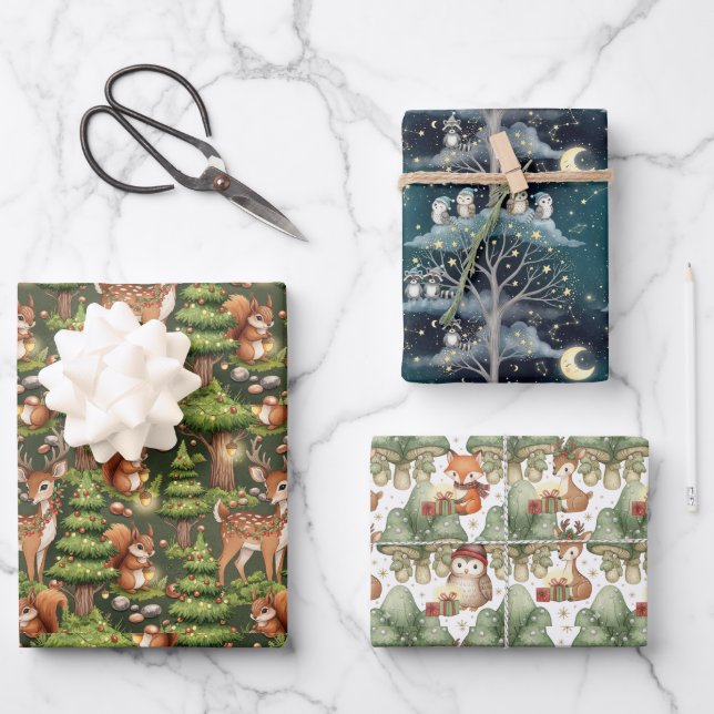 Merry Christmas Enchanted Forrest Wrapping Paper  (Front)