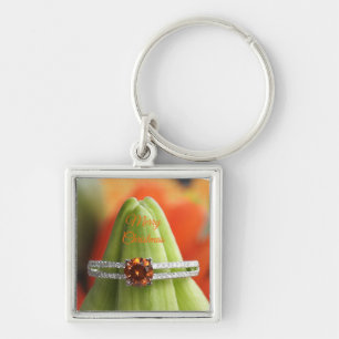 Merry Christmas Engagement Ring Keychain