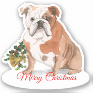 Merry Christmas English Bulldog Custom-Cut Vinyl
