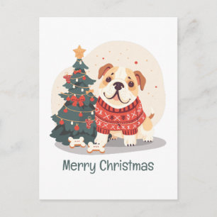 Merry Christmas English Bulldog Holiday Sweater Postcard