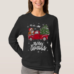 Merry Christmas English Bulldog Santa Red Truck Xm T-Shirt