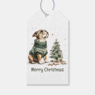 Merry Christmas English Bulldogs Christmas Tree Gift Tags
