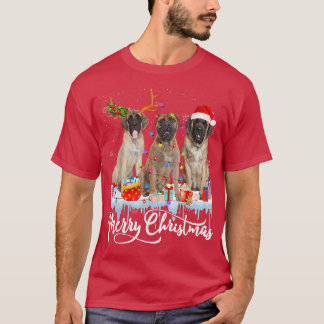 Merry Christmas English Mastiff Santa Light Reinde T-Shirt