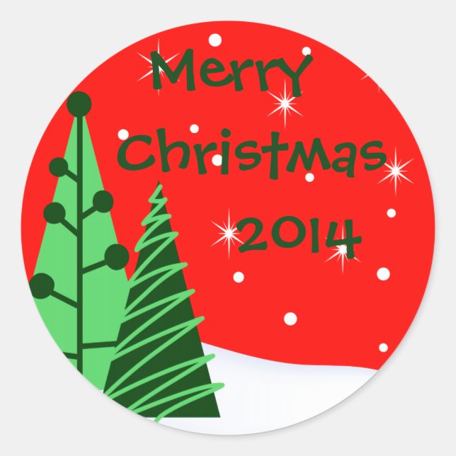 Merry Christmas Envelope Seal or Holiday Stickers (Front)