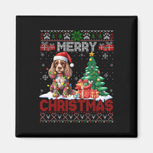 Merry Christmas Er Spaniel Dog Lovers Ugly Xmas Sw Magnet