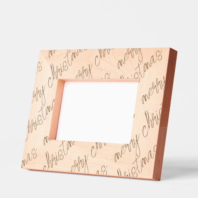 Merry Christmas Etched Wood Typography Timeless Frames (Left)