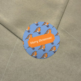 Merry Christmas! European Robin Red Breast Pattern Classic Round Sticker