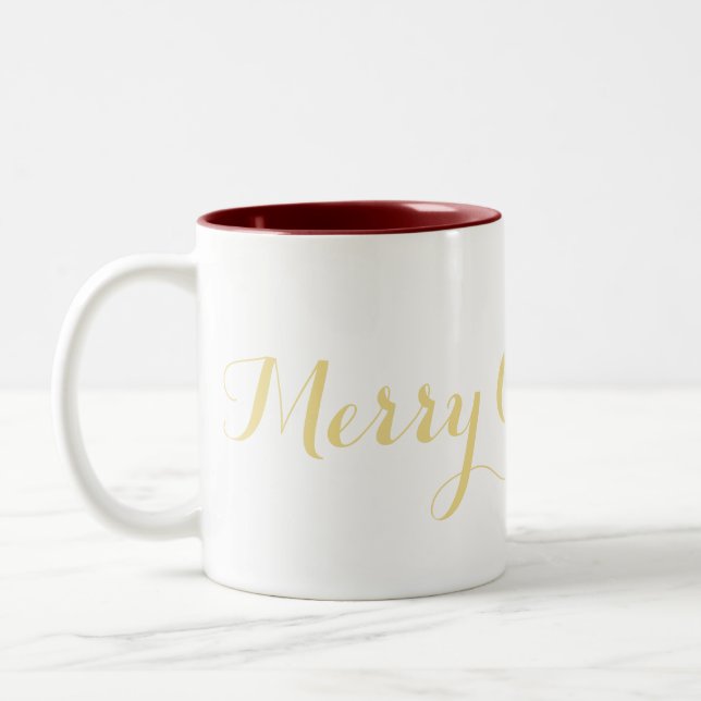 Merry Christmas Eve Faux Gold Coffee Milk Tea Mug (Left)