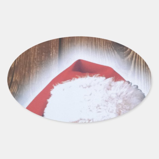 Merry Christmas Eve, Hat of Santa Oval Sticker (Front)