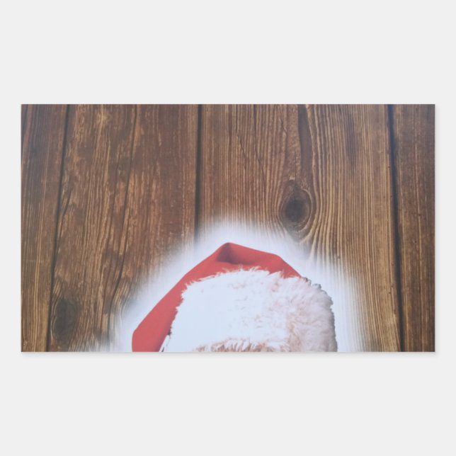 Merry Christmas Eve, Hat of Santa Rectangular Sticker (Front)
