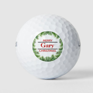 Merry Christmas Evergreen Fern Golf Balls