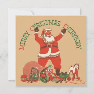 Merry Christmas Everybody! Vintage Santa Claus Holiday Card