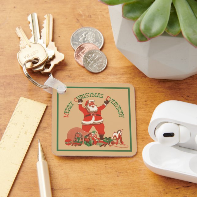 Merry Christmas Everybody! Vintage Santa Claus Key Ring (Desk)