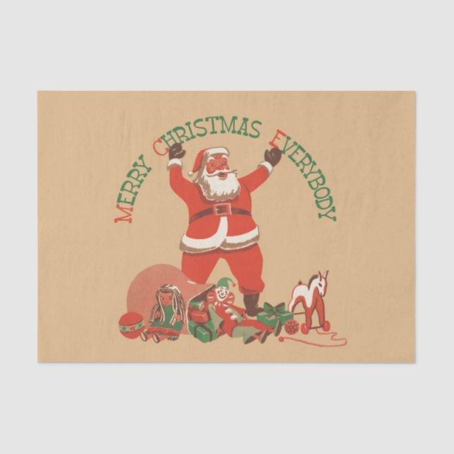 Merry Christmas Everybody! Vintage Santa Claus Tissue Paper (Front)