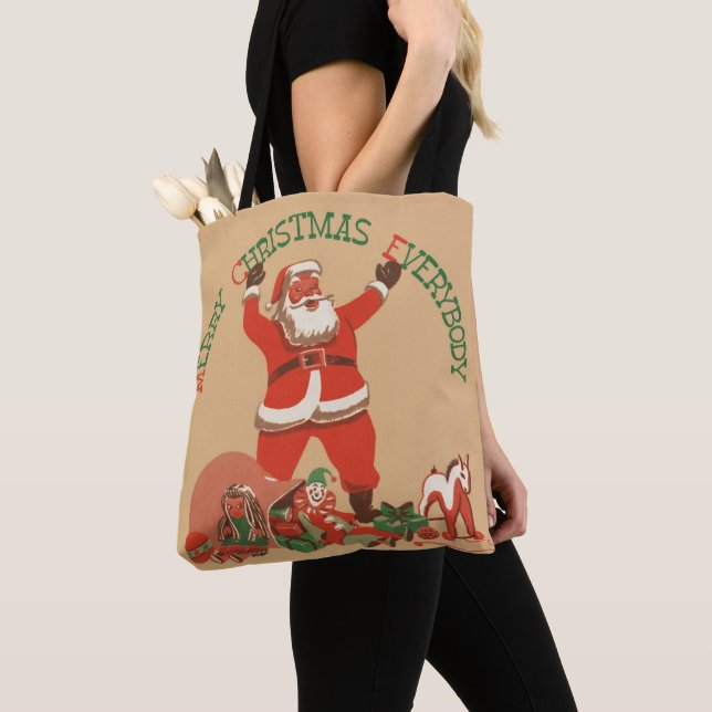 Merry Christmas Everybody! Vintage Santa Claus Tote Bag (Close Up)