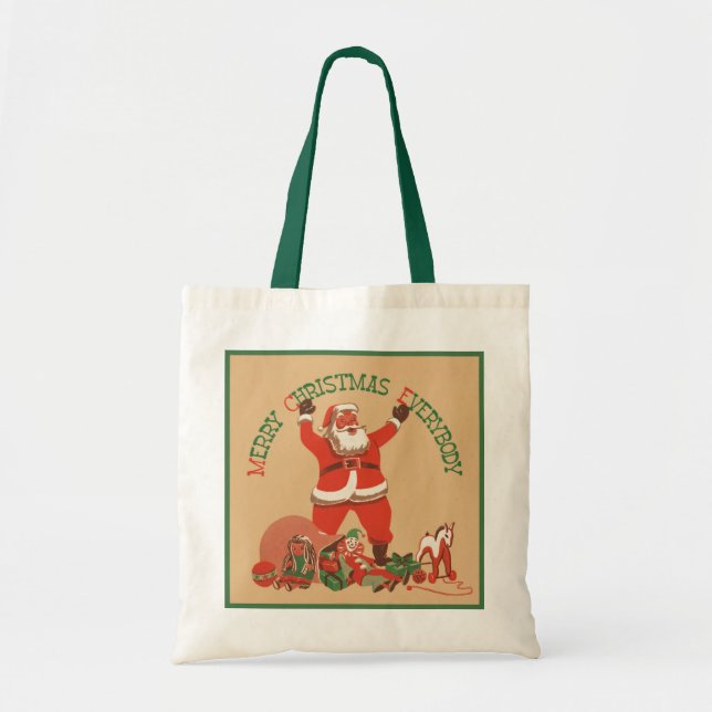 Merry Christmas Everybody! Vintage Santa Claus Tote Bag (Front)