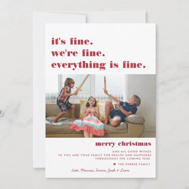 Merry Christmas | Everything is Fine Funny Holiday Card (Front)