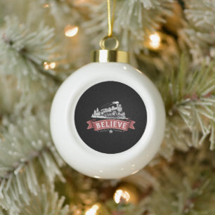 Merry Christmas Express North Pole Xmas Santa  Ceramic Ball Christmas Ornament