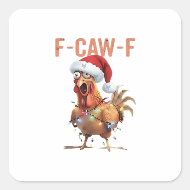 Merry Christmas F-Caw-F Classic Retro Cool Square Sticker (Front)