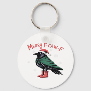 Merry Christmas F-Caw-F Classic Vintage Style Key Ring