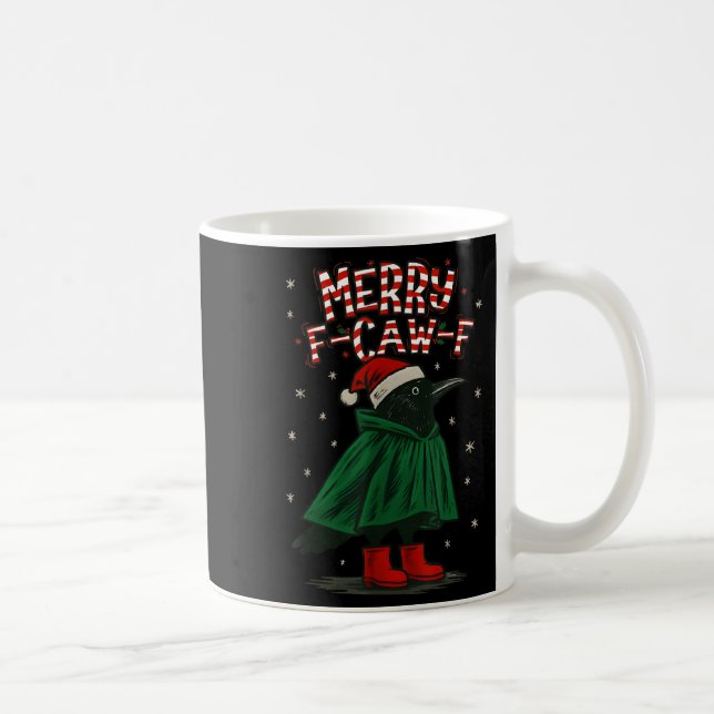 Merry Christmas F-caw-f Crow Santa Black Bird Xmas Coffee Mug (Right)