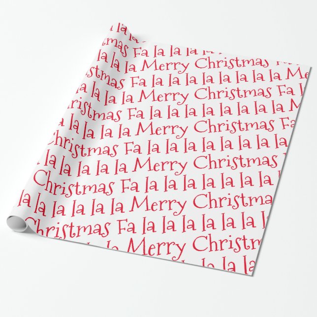 Merry Christmas Fa La La | Holiday Typography Wrapping Paper (Unrolled)