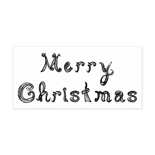 Merry Christmas Fabric Font Letters Line Art Self-inking Stamp (Design)
