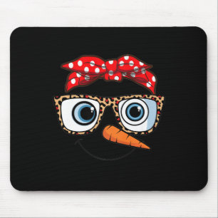 Merry Christmas Face Snowman Christmas Leopard Pri Mouse Mat