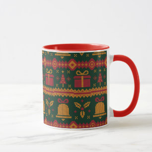 Merry Christmas Fair Isle Knitting Pattern Red Mug