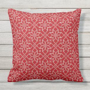 Merry Christmas Fair Isle knitting Red pattern  Cushion