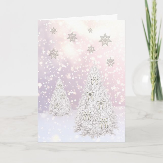 Merry Christmas Fairytale Christmas Trees Holiday Card (Front)