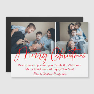 merry christmas family 2 photos red magnet