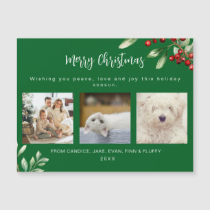 Merry Christmas Family 3 Photo Holiday Card