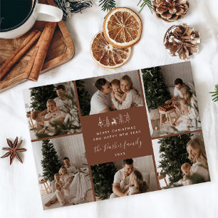 Merry Christmas Family 6 Photo Collage Holiday Card