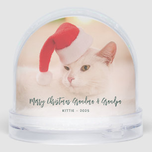 Merry Christmas Family and Cat Photos Grandparents Snowglobe
