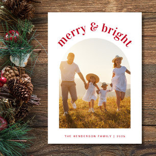 Merry Christmas Family Arched Photo Holiday Card
