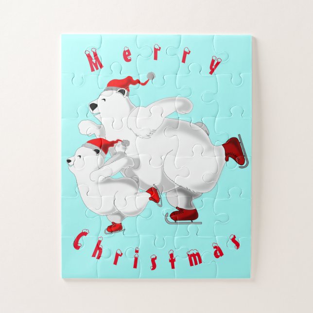 Merry Christmas Family Bears Jigsaw Puzzle Gift (Vertical)