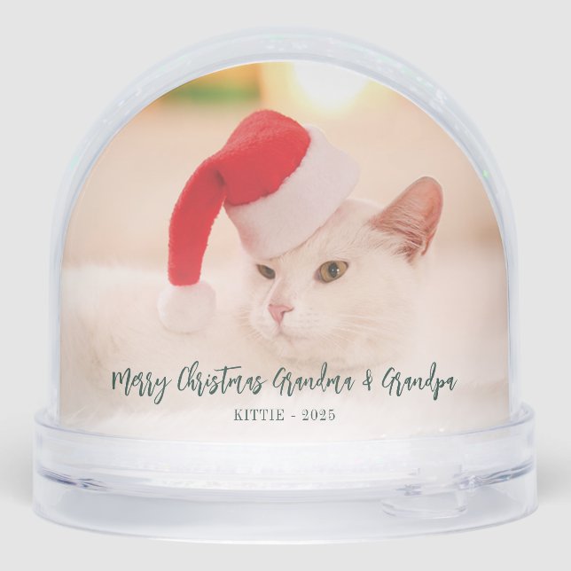 Merry Christmas Family Cat Photos Grandparents Snowglobe (Back)