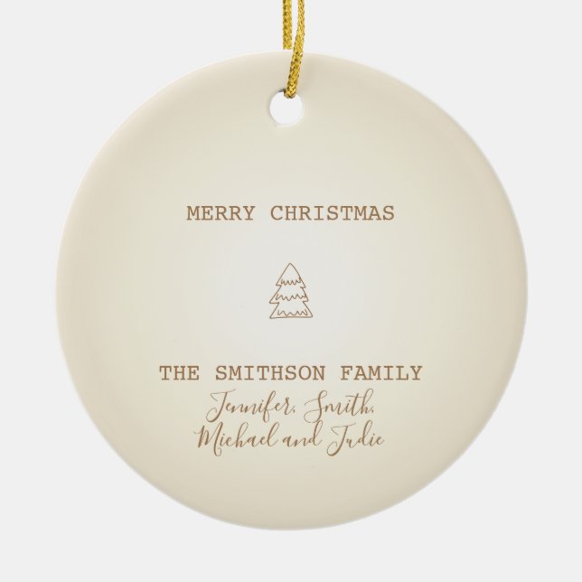 Merry Christmas family Ceramic Tree Decoration (Front)