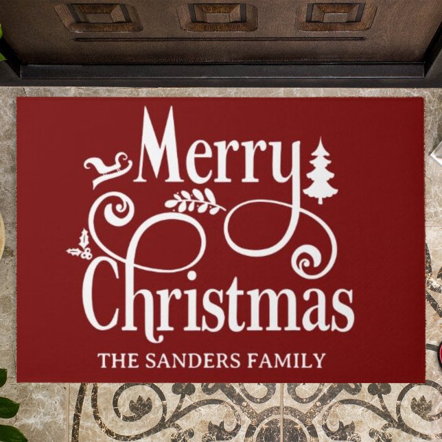 Merry Christmas Family Cute Christmas Doormat (Creator Uploaded)