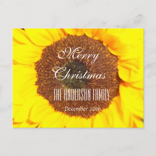 Merry Christmas Family December 2016 Sunflower Holiday Postcard (Front)