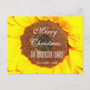 Merry Christmas Family December 2018 Sunflower Holiday Postcard