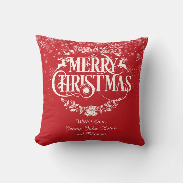 Merry Christmas Family Definition Typographic Cushion (Front)