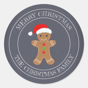 Merry Christmas Family Gingerbread Classic Round Sticker