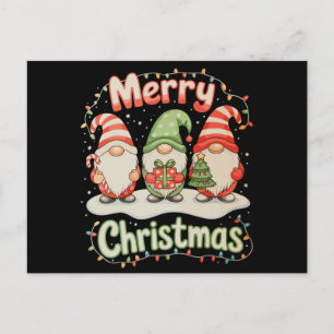 Merry Christmas Family Gnome Xmas Lights Holiday Postcard