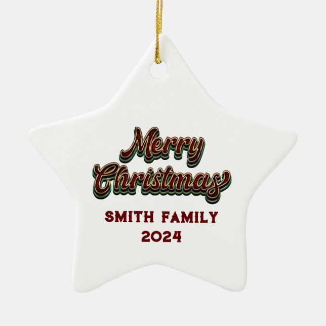 Merry Christmas - Family Matching Ceramic Tree Decoration (Front)