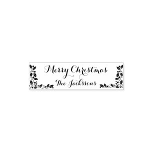 Merry Christmas Family name and Christmas decor Self-inking Stamp