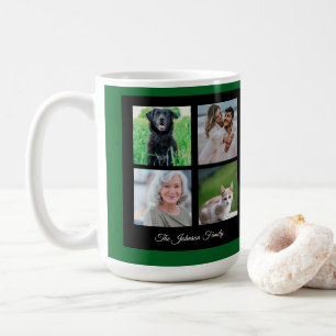 Merry  Christmas Family Name and Photo collage  Coffee Mug