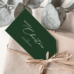 Merry Christmas Family Name Elegant Script Minimal Gift Tags