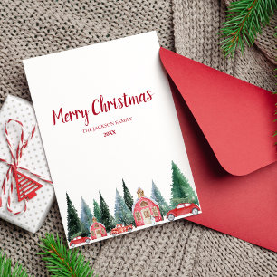 Merry Christmas Family Name Folded Holiday Card 